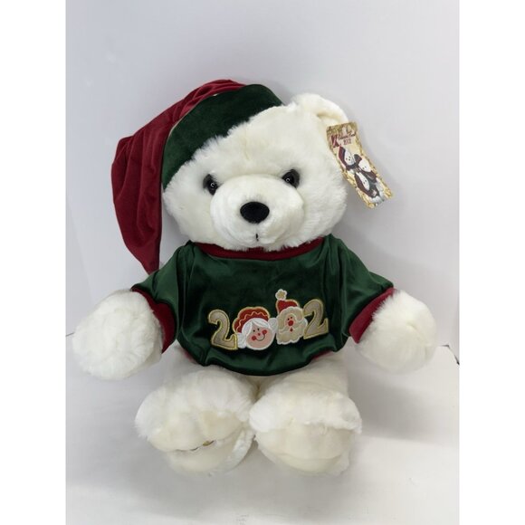 Dan Dee 20” Teddy Bear 2002 Holiday Christmas White Plush Stuffed Animal Tags - Picture 1 of 13